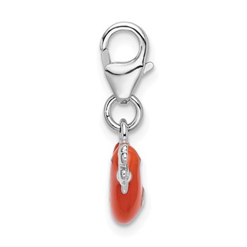 Amore La Vita Sterling Silver Rhodium-plated Polished Enameled Bird and Clover Charm with Fancy Lobster Clasp — alternate view