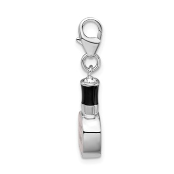 Amore La Vita Sterling Silver Rhodium-plated Polished 3-D Enameled Nail Polish Bottle Charm with Fancy Lobster Clasp — alternate view
