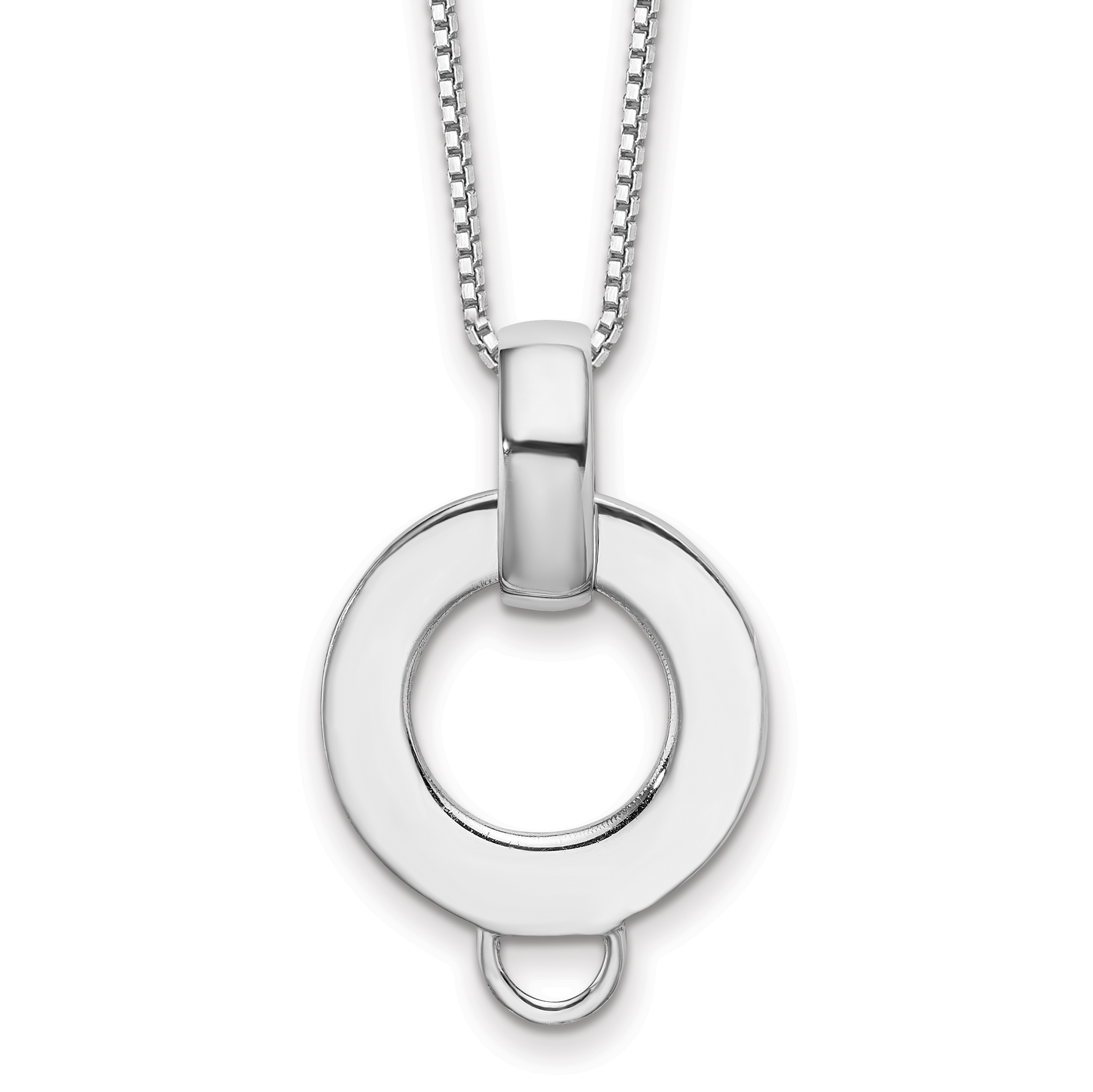 Sterling Silver Charm Holder and Cable Chain Necklace, 18