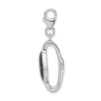 Amore La Vita Sterling Silver Rhodium-plated Polished 3-D Enameled Wristwatch Charm with Fancy Lobster Clasp — alternate view