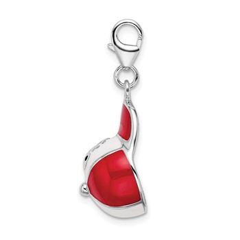 Amore La Vita Sterling Silver Rhodium-plated Polished Enameled 3-D Baseball Cap Charm with Fancy Lobster Clasp — alternate view