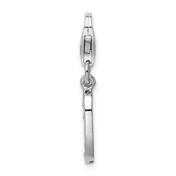 Amore La Vita Sterling Silver Rhodium-plated Polished CZ Numeral 0 Charm with Fancy Lobster Clasp — alternate view