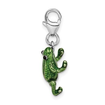 Amore La Vita Sterling Silver Rhodium-plated Polished 3-D Enameled Frog Charm with Fancy Lobster Clasp — alternate view