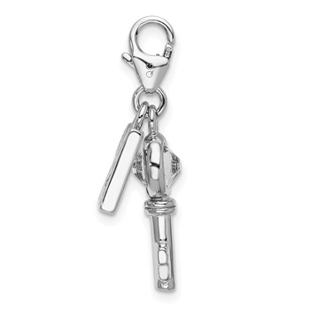 Sterling Silver RH 3-D Enameled 21 and Key w/Lobster Clasp Charm — alternate view