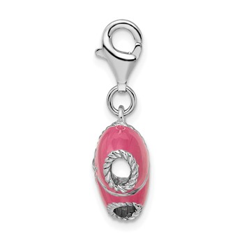 Amore La Vita Sterling Silver Rhodium-plated Polished 3-D Pink Enameled 3-D Bikini Bottom Charm with Fancy Lobster Clasp — alternate view