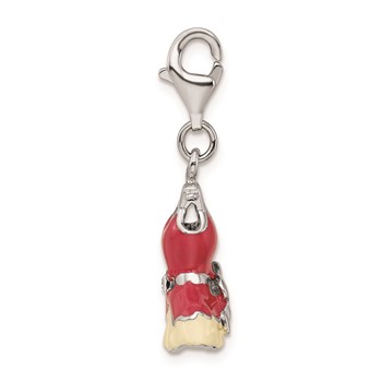 Sterling Silver RH Pink Enameled Crystal Dress Charm — alternate view