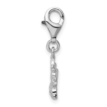 Amore La Vita Sterling Silver Rhodium-plated Polished CZ Crown Charm with Fancy Lobster Clasp — alternate view