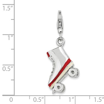 Sterling Silver And Enameled Roller Skate Charm — alternate view