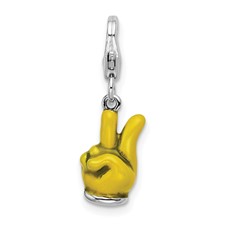 Amore La Vita Sterling Silver Rhodium-plated Polished PEACE in Circle Charm  with Fancy Lobster Clasp - Quality Gold