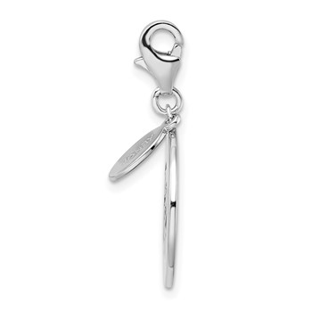 Amore La Vita Sterling Silver Rhodium-plated Polished BE HAPPY! Charm with Fancy Lobster Clasp — alternate view