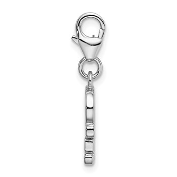 Amore La Vita Sterling Silver Rhodium-plated Polished Red Enameled LOVE Charm with Fancy Lobster Clasp — alternate view