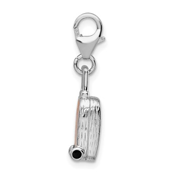 Amore La Vita Sterling Silver Rhodium-plated Polished 3-D Enameled Canadian Flag Suitcase Charm with Fancy Lobster Clasp — alternate view