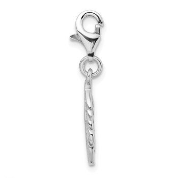 Amore La Vita Sterling Silver Rhodium-plated Polished 3-D Feather Charm with Fancy Lobster Clasp — alternate view