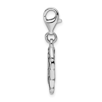 Amore La Vita Sterling Silver Rhodium-plated Polished 3-D Oxidized Wing Charm with Fancy Lobster Clasp — alternate view