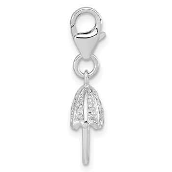 Amore La Vita Sterling Silver Rhodium-plated Polished 3-D Crystal Umbrella Charm with Fancy Lobster Clasp — alternate view