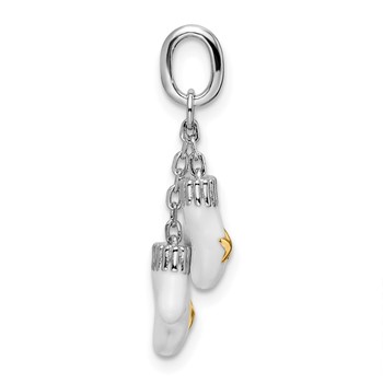 Amore La Vita Sterling Silver Rhodium-plated and Gold-tone Polished Enameled Mitten Charm — alternate view
