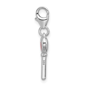 Amore La Vita Sterling Silver Rhodium-plated 3-D Red Enameled Heart Key and CZ Charm with Fancy Lobster Clasp — alternate view