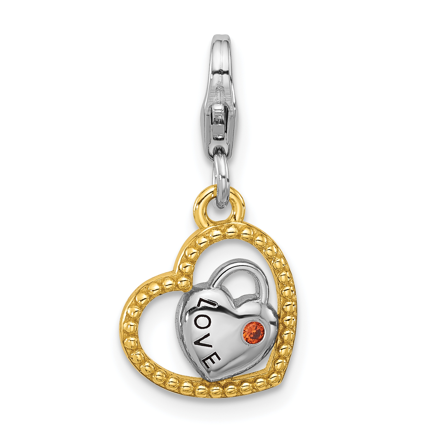 Gold 2024 plated heart shaped charm pendant