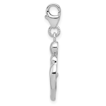 Amore La Vita Sterling Silver Rhodium-plated Mother and Baby Making Heart Shape Holding a Red Enameled Dangle Heart Charm with Fancy Lobster Clasp — alternate view