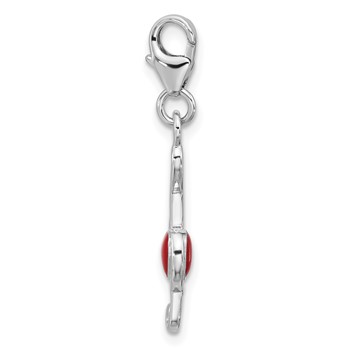 Amore La Vita Sterling Silver Rhodium-plated Treble Clef with Red Enameled Heart Inside Charm with Fancy Lobster Clasp — alternate view