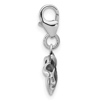 Amore La Vita Sterling Silver Rhodium-plated 3-D Antiqued Bat with Wings Spread Out Charm with Fancy Lobster Clasp — alternate view