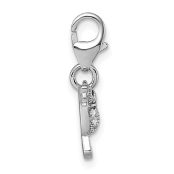 Sterling Silver Amore La Vita Rhodium-plated Blue and Green Enamel with CZ and Black Spinel Hummingbird Charm with Lobster Clasp — alternate view