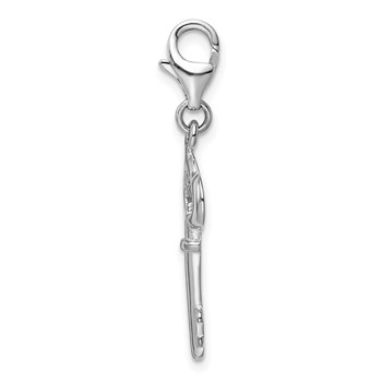 Amore La Vita Sterling Silver Rhodium-plated Polished Skeleton Key Charm with Fancy Lobster Clasp — alternate view