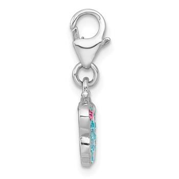 Sterling Silver Amore La Vita Rhodium-plated Polished Blue and Pink Crystal Butterfly Charm — alternate view
