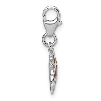Sterling Silver Amore La Vita Rhodium-plated Orange Enameled Leaf Charm with Lobster Clasp — alternate view