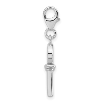 Sterling Silver Rhodium-plated 3-D Enameled Key w/Lobster Clasp Charm — alternate view