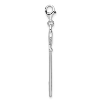 Sterling Silver Polished Open Oval Heart Key w/Lobster Clasp Charm — alternate view