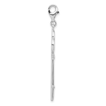 Sterling Silver Rhodium-plated Polished Key w/Lobster Clasp Charm — alternate view