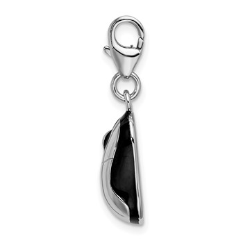 Amore La Vita Sterling Silver Rhodium-plated Polished 3-D Enameled Mouse Charm with Fancy Lobster Clasp — alternate view