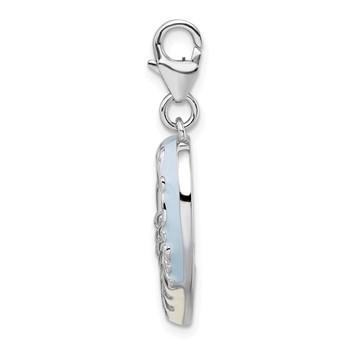 Amore La Vita Sterling Silver Rhodium-plated Polished Blue Enameled MOM Photo Charm with Fancy Lobster Clasp — alternate view