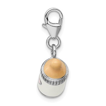 Amore La Vita Sterling Silver Rhodium-plated Polished 3-D Enameled Baby Bottle Charm with Fancy Lobster Clasp — alternate view