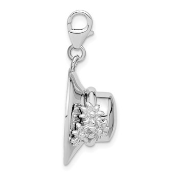 Amore La Vita Sterling Silver Rhodium-plated Polished 3-D Enameled Hat Charm with Fancy Lobster Clasp — alternate view