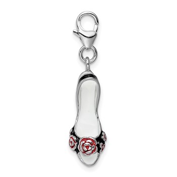 Amore La Vita Sterling Silver Rhodium-plated Polished 3-D Enameled High Heel Charm with Fancy Lobster Clasp — alternate view