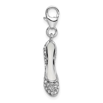 Amore La Vita Sterling Silver Rhodium-plated Polished 3-D Crystal High Heel Charm with Fancy Lobster Clasp — alternate view