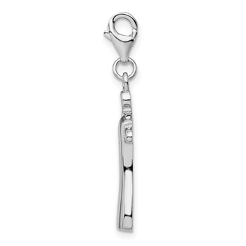 Amore La Vita Sterling Silver Rhodium-plated Polished Open Back Dress on Hanger Charm w/Lobster Clasp — alternate view