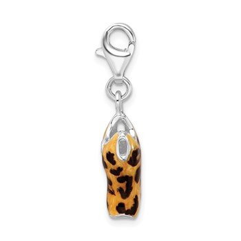 Amore La Vita Sterling Silver Rhodium-plated Polished 3-D CZ Black Yellow Enameled Tank Top Charm with Fancy Lobster Clasp — alternate view