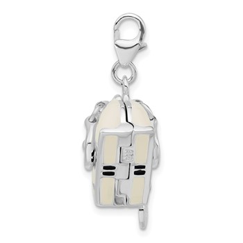 Sterling Silver Rhodium-plated 3-D Enameled Purse w/Lobster Clasp Charm — alternate view