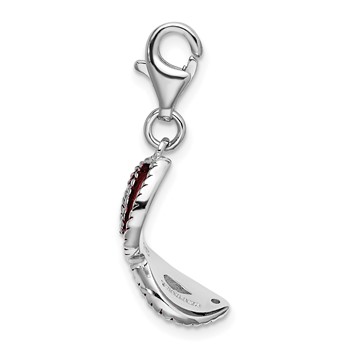 Amore La Vita Sterling Silver Rhodium-plated Polished 3-D Red Enameled Mask Charm with Fancy Lobster Clasp — alternate view