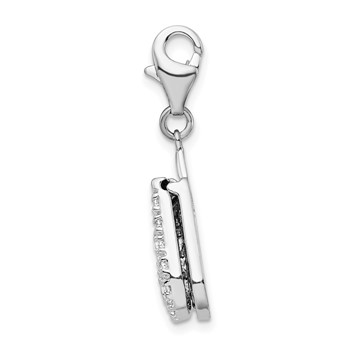 Amore La Vita Sterling Silver Rhodium-plated Polished 3-D Moveable CZ Flip Cell Phone Charm with Fancy Lobster Clasp — alternate view