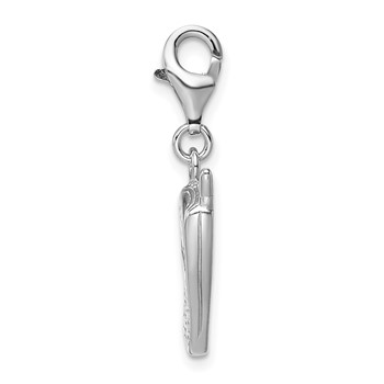 Amore La Vita Sterling Silver Rhodium-plated Polished CZ Cell Phone Charm with Fancy Lobster Clasp — alternate view