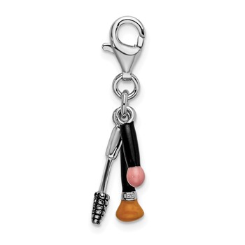 Amore La Vita Sterling Silver Rhodium-plated Polished 3-D Enameled Polished Makeup Charm with Fancy Lobster Clasp — alternate view