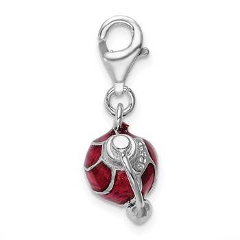 Amore La Vita Sterling Silver Rhodium-plated Polished 3-D Enameled Perfume Bottle Charm with Fancy Lobster Clasp — alternate view