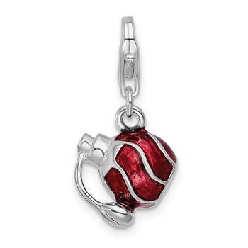 Amore La Vita Sterling Silver Rhodium-plated Polished 3-D Enameled Perfume Bottle Charm with Fancy Lobster Clasp