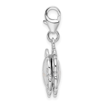Amore La Vita Sterling Silver Rhodium-plated Polished 3-D Enameled Compact Charm with Fancy Lobster Clasp — alternate view
