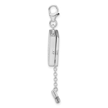 Amore La Vita Sterling Silver Rhodium-plated Polished 3-D Moveable Enameled Eyeshadow Compact Charm with Fancy Lobster Clasp — alternate view