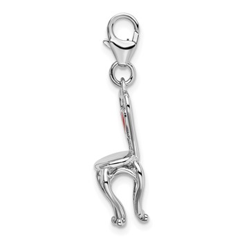 Amore La Vita Sterling Silver Rhodium-plated Polished 3-D Enameled Chair with Heart Charm with Fancy Lobster Clasp — alternate view